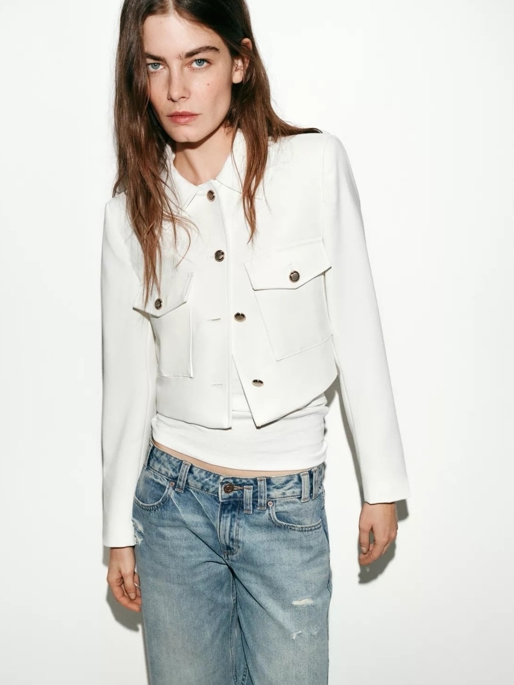 White/off White Cropped Zara Jacket - Picture 6 of 9